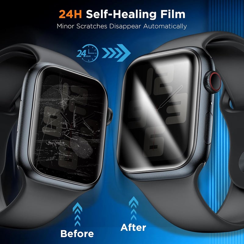 LK 4 Pack for Apple Watch Screen Protector 44mm Privacy, HD Ultra-thin Touch Sensitvie [Anti-Spy] Upgrade Soft TPU Film Apple Watch 44mm Screen Protector Series 6/5/4 SE2, Full Coverage - Image 3